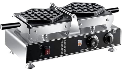 Máquina para hacer gofres con burbujas, máquina eléctrica comercial para hacer gofres con burbujas, antiadherente, temperatura ajustable de 50 a 300 ℃ para panaderías, bares, cafeterías y familias