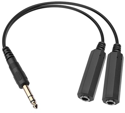YACSEJAO 1/4“ Kopfhörer Y Splitter 20cm/8 Zoll 6,35mm 1/4 Zoll TRS 1 Stecker auf 2 Buchsen Audio Lautsprecher Kabel