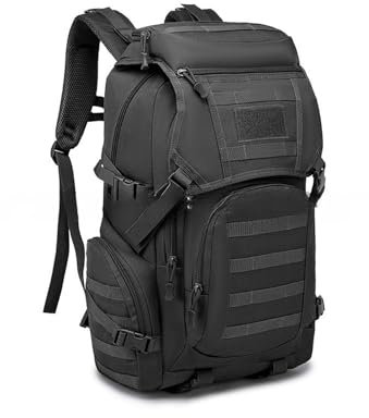 RAPIDSKY 35L & 50L Military Tactical Rucksack - Wasserdicht Wandern & Assault Pack mit MOLLE System & Multi-Fach Storage (3-5 Tage), Dunkelschwarz, 50 l, L