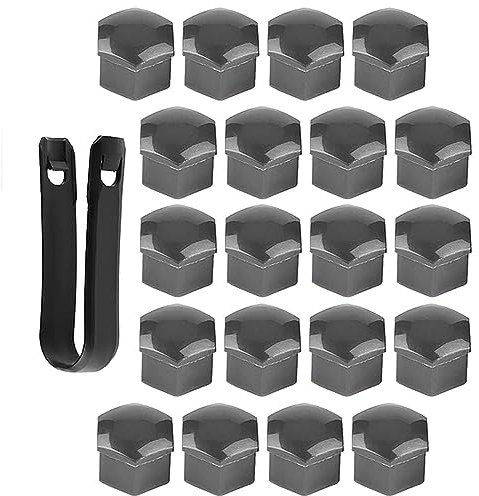 YZECEBNF 20 Stück Auto Radschraubenkappen für Audi A3/A4/A5, Universal Sechskant Radbolzen Kappen Radmutterkappen Abdeckungen Kappen mit Entfernung Werkzeug,B/Grey-17mm