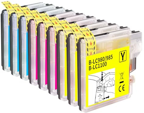 Jhaan LC-980 LC-1100 Kompatibel für Brother LC980 LC985 Kompatible mit Brother DCP-163C DCP-165C DCP-167C DCP-195C DCP-365CN DCP-373CW DCP-375CW DCP-383C DCP-385C MFC-250C MFC-290C MFC-5895CW Drucker