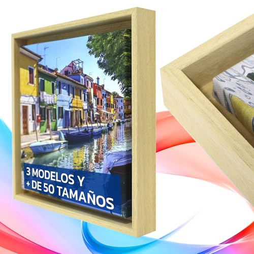 lafabricadelcuadro® Marco flotante o Caja Americana para lienzos, tablas, fotos, azulejos. Cuadro (256 Crudo, 40x50 cm)