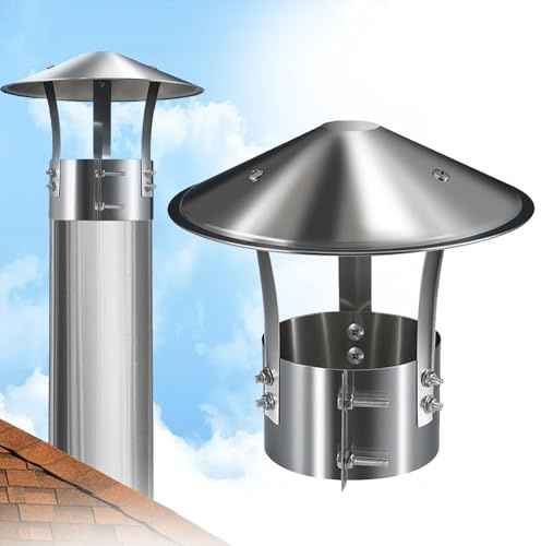 Comignolo Antivento Antipioggia, 75/90/100/110/125/150/160/180/200mm Abbattitore Fumi Stufa Pellet, Cappello per Camino Villa, Cappucci Antipioggia per Camino Esterno(90mm/3.5in)