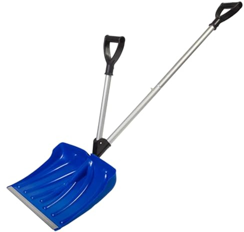 Schneeschaufel, 53 Zoll lang, robuste Schneeschaufel mit Hilfsgriff für Autoauffahrt, Garage, Camping, Blau