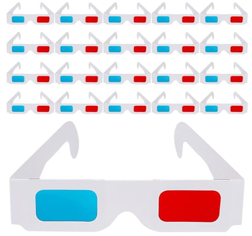 HOLIDYOYO 150PCS Party Glasses Cardboard Frame Red Cyan Anaglyph Lenses Lightweight for Movies Tv Games Classroom Science Experiments Comic Book Viewing