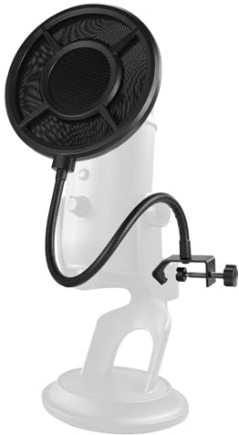 NEEWER Filtre Anti Pop Métallique pour Microphone, Protection Anti-Vent Professionnelle en Mousse à 6 Couche avec Bras Flexible pour Podcast,Streaming en Direct,Voix Off,Chant & Musical Studio,MS044