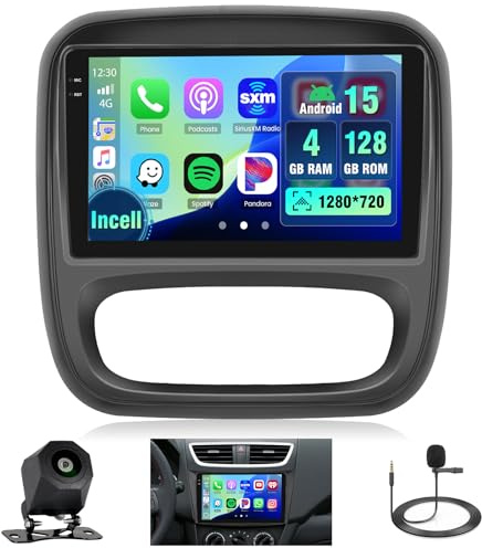 4+128G 9 Radio para Renault Traffic 3 2014-2021 Opel Vivaro B 2014-2018 | Incell Pantalla Táctil Wireless Carplay Autoradio 2 DIN GPS Navi Bluetooth 5.0 WiFi FM/RDS Cámara Trasera EQ 4+128G