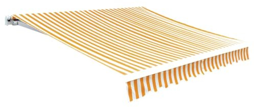 Telo di Ricambio per Tenda Parasole 6x3 Metri Giallo e Bianco in Poliestere Resistente ai Raggi UV - Copertura per Patio Giardino Terrazzo con Mantovana - Tessuto Durevole