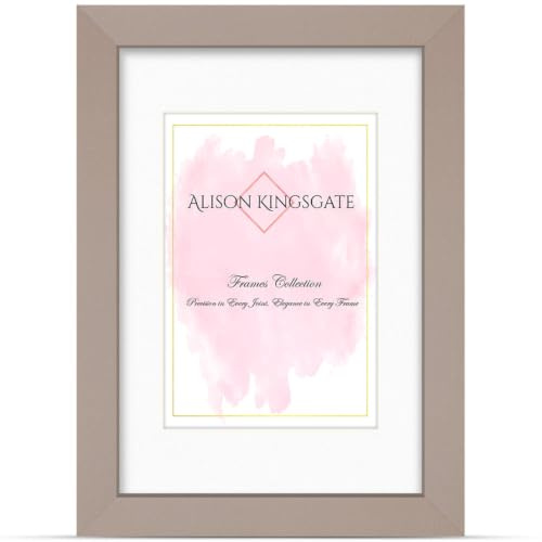 Alison Kingsgate A3 Rose Gold Picture Frame with Mount for A4 Photos | Engineered Wood with Precision-Cut Cardboard Mount - Ideal for Posters, Documents, Artwork, Certificates & Home Decor