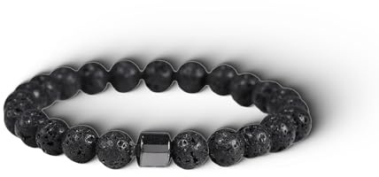 Magnetarmband Herren, Magnetarmband Gauss, Natürliche Steine Handarbeit Armband mit 800 Gauss Magneten, Wellness Energie Balancing, Leicht & Stilvoll (#B)