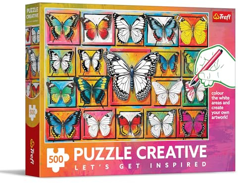 Trefl - Puzzle 500 Teile, Creative, Schmetterlingssammlung, zum Ausmalen