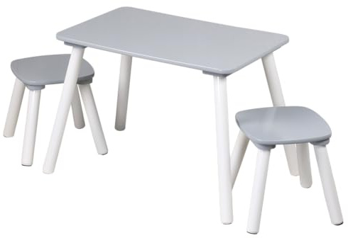 Kesper | Kindertisch mit 2 Stühlen, Grau, FSC®-Zertifiziert | 1770813 | Malen, spielen und kreativ sein – der Lieblingsplatz für kleine Entdecker