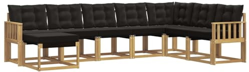 vidaXL Outdoor-Sofagarnitur mit Kissen 8 pcs Weiß und Schwarz, Garten Sofa, modernes Ecksofa, Robustes Sitzmöbel, Möbel für Terrasse, gemütliche Lounge
