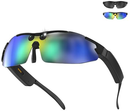 KSIX Gafas Inteligentes Vector con Cámara Full HD 1080p, AI, Audio Open-Ear, Fotos 8MP, Grabación POV, IP67, 2 Lentes UV400, Llamadas y Música, 4GB