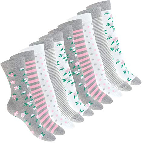 Celodoro Damen Motivsocken (10 PAAR) Süße Muster Crew Socken - Classic Mix 35-38