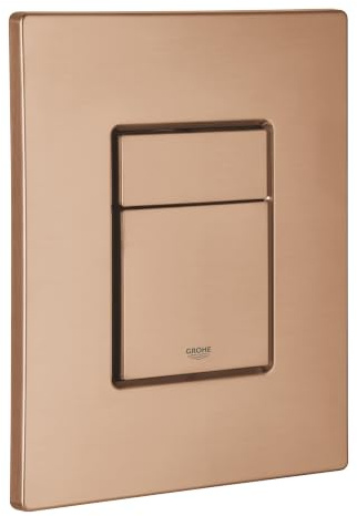 GROHE Skate Cosmopolitan, WC Abdeckplatte für 2-Mengen-Spülung, 15x20cm | Betätigungsplatte für senkrechte oder waagerechte Montage, Drückerplatte mit Start & Stopp-Betätigung (bronze, 38732DL0)