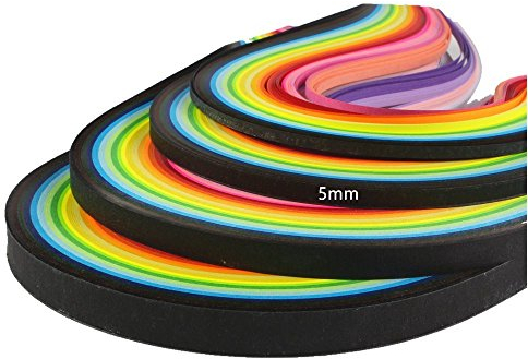 ODETOJOY Quilling-Papierstreifen, 5 mm, 26 Farben, 260 Streifen, Set, DIY, Origami-Papier, Quilling, Länge 39 cm (5 mm)