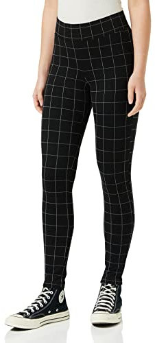 Urban Classics Damen Ladies Check High Waist Leggings, Schwarz (Black/White 00826), W(Herstellergröße: S)