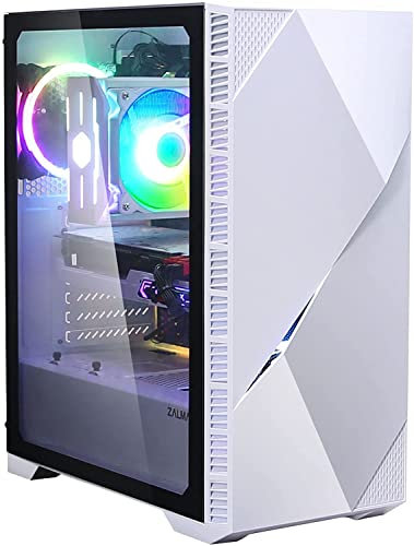 Zalman Z3 Iceberg E-ATX Midi-Tower Gehäuse mit Lüfter, Seitenteil aus Tempered Glass, Gaming Gehäuse mit RGB Controller, Gehäuse PC ATX, Weiß