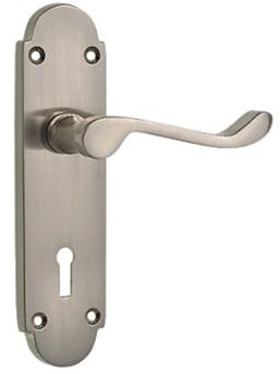 Designer Levers - Brora Round Top Design Lever Door Handle - 1 Pair - Satin Nickel - Locking Door Handle