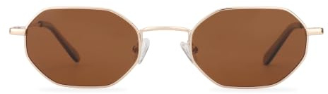 ZENOTTIC Mini Coole Achteckig Sonnenbrille Damen Herren Polarisiert Metall Rahmen Vintage