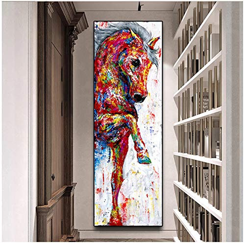 Leinwand Malerei Große Größe Kunst Poster Pferd Bild Wandkunst Poster Drucke Tiermalerei Wohnkultur 50x150cm (20x59 in) Kein Rahmen