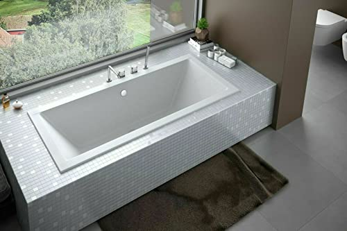 Eckbadewanne Acryl Badewanne 155/160/170/175/180/190 cm weiß QUADRO SLIM ohne Schürze (165 x 75 cm)