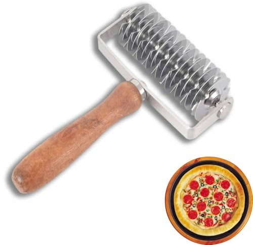 Edelstahl Teig Gitter Roller Cutter Teig Cookie Pie Pizza Gebäck Roll Cutter Gitter Top Roller mit Holzgriff