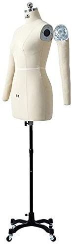 HWF Schneiderpuppe Damen Kleiderpuppe Weiblich Nähen Mannequin Torso Stand mit Waffen, Frau Kleiderordnung Schneiderpuppen Dummy Übergröße Mannequin auf Rädern zum Nähen von Kleidung