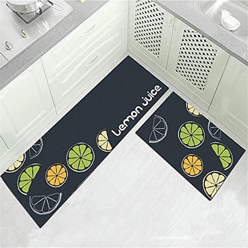 Treer Tapis de Cuisine pour Devant Evier Entrée Passage, Moderne Motif, Absorbant, Antidérapant et Lavable en Machine Tapis de Sol, Tapis de Bain Paillasson (Citron,40x120cm)