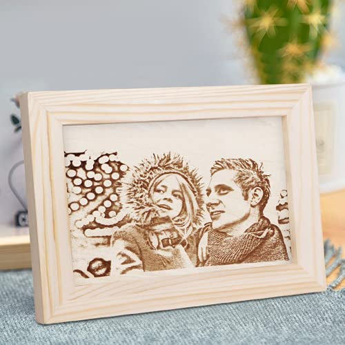 CZD Gravure sur Bois Ta Photo,Cadre Photo Personnalisable,Toile Personnalisée Photo,Cadre Photo Personnalisé Grain De Bois Sculpté,Photos Imprimées sur Bois Brun