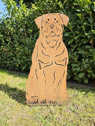 Gartenfigur Hund Rottweiler Metallfigur Rostfigur Rost Deko Höhe ca. 80 cm