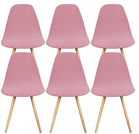 Lot de 6 Housse de Chaise Scandinaves de Salle à Manger Extensible, Housse de Chaise Scandinave,Jacquard Housse de Chaise,Couverture de Chaise pour Salon Bouquet Maison Mariage Rose