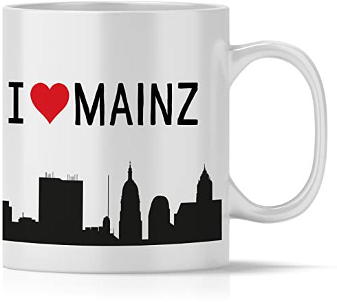 OWLBOOK® I love Mainz Skyline Tasse mit Spruch Geschenke Geschenkideen als Erinnerung oder Mitbringsel von einer Reise für Männer und Frauen zum Geburtstag Keramik 300 ml