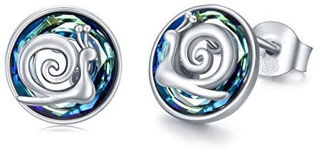 ABIGY Schnecke Ohrringe 925 Sterling Silber Österreich Kristall Schnecke Ohrstecker für Damen Teenager Hypoallergen Schnecke Tier Schmuck Geschenk für Mutter Tochter Geburtstag