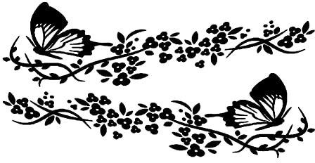 ihreesy Blumenranke Schmetterling Auto Aufkleber,2 Stück Vintage Auto Dekoration Aufkleber Simulation Wasserdichte Autoaufkleber Sticker Selbstklebend Dekoration Folierung Karosserie Decal,Schwarz