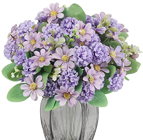 GGISUI Künstliche Blumen Deko, 4 Stück Chrysanthemen Kugel Blumen Lila Braut Kunstblumenstrauss für DIY Blumenarrangements,Home, Garden, Party, Hochzeit Deko, Mittelstücke, Hochzeitsstrauß