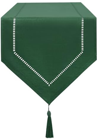 LLCUTESHOP Caminos de Mesa Verde Oscuro 32 x 275 cm de Diseño Moderno e Innovador Caminos de Mesa de Lino Sólido, Caminos de Mesa Lavable Caminos de Mesa de Diseño de Espigas de Trigo