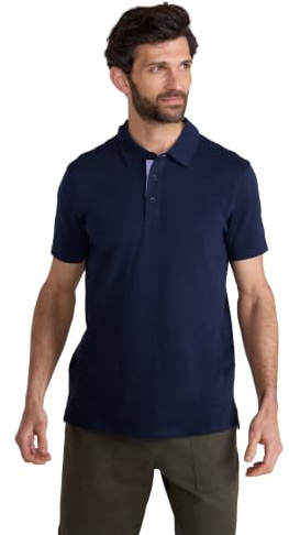 Mountain Warehouse Hasst II Mens Polo - Cotton Casual Tee Shirt with Button Neck- for Spring Summer, Outdoors, Holiday, Walking & Hiking Navy M