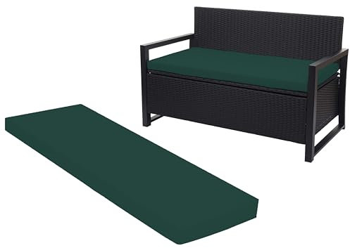 Crescent Textile 100% Waterproof Garden Bench Cushion 2/3/4 Seater Outdoor Long Bench Seat Pad for Lawn & Garden, Patio, Office, Coffee Shop with Removable Cover (4 Seater 170cm x 51cm x 5cm, Green)
