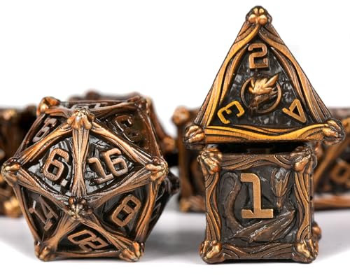HKDZ Dadi Dnd Set da 7 pezzi Oro antico, dadi poliedrici Rpg Dnd, dadi D&d per giochi di ruolo Gioco da tavolo Dungeons And Dragons Dice Mtg Pathfinder D&d Dice Set