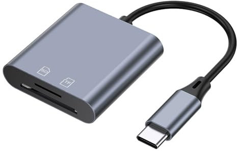 Lorlorkool Aluminum USB C to SD Card Reader, 2 in 1 Memory Card Reader with SDXC, SDHC, SD, MMC, RS-MMC, Micro SDXC, Micro SD, Micro SDHC Card for iPhone 15 Pro Max, and More USB-C/Type C Device
