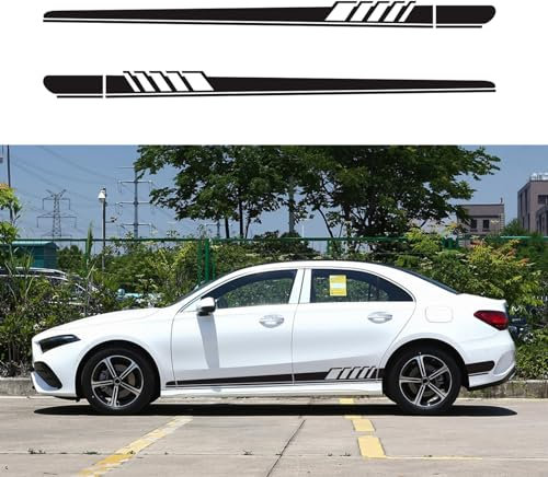 BLAJR Racing Stripes Car Stickers Sport Stripes Decorate Door Hood Mirrors self-Adhesive Vinyl Decal for Car Trucks SUV Off-Road Pickup Trucks (D black(2PCS))