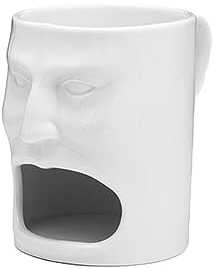 LIFKOME Face Shape Ceramic Cookie Holder Mug White 350ml Biscuit Holder Ceramic Coffee Tea Cup for Home and Office