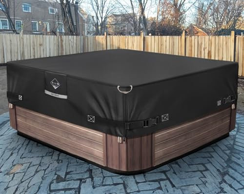 1000N Housse de Protection résistante à la déchirure pour Jacuzzi [Tissu 900D] 193 x 193 cm pour Spa carré de 193 x 193 cm, 180 x 180 cm, 180 x 180 cm, Noir