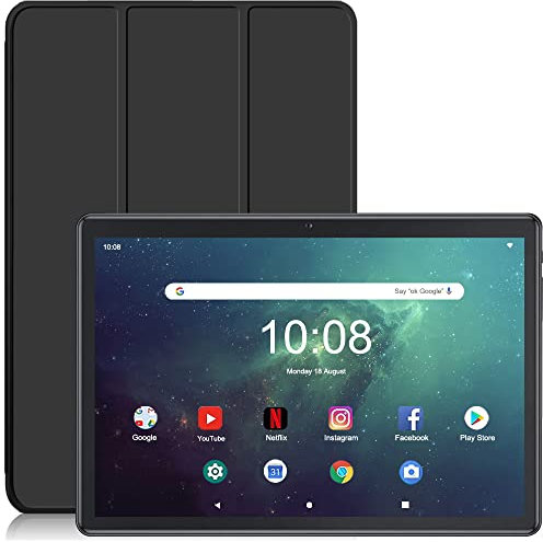 niuniutab Android-Tablet, 25,4 cm (10 Zoll), 16 GB RAM, 128 GB ROM (256 GB erweiterbar), Kamera 2 MP + 8 MP, 2,5D IPS 800 x 1280 FHD, großer Akku für Tablet mit Touchscreen (schwarz)