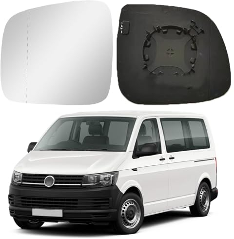 Cristal de espejo retrovisor exterior izquierdo para coche, cristal de espejo retrovisor calefactable cromado ABS para Volkswagen Amarokr para Caravelle T5/T6