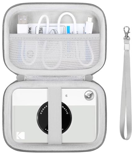 Supmay Hard Travel Case for Kodak Printomatic Full-Color Instant Print Digital Camera, Protective Pouch Cover Carrying Bag with Mesh Pocket for USB Cable, Photo Paper, Grey
