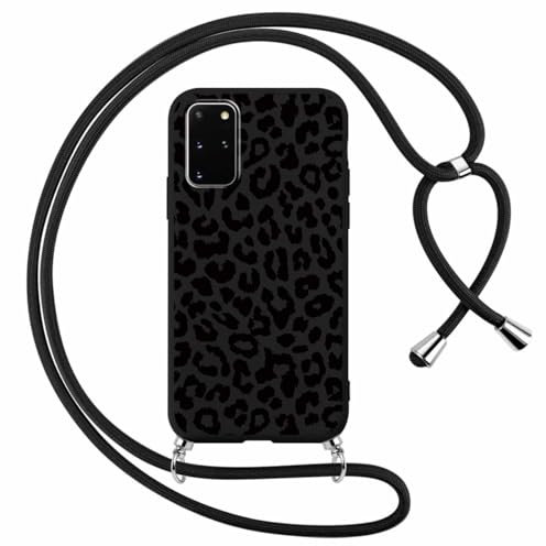 Foonary Handykette Hülle mit Band für Samsung Galaxy S20 Plus 6,7 Handyhülle, Leopard Design Kette Necklace Case mit Kordel zum Umhängen Silikon Kratzfest Schutzhülle Cover Schnur für Samsung S20Plus