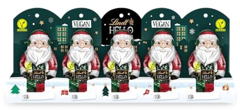 Lindt HELLO Schokolade zu Weihnachten | 50g | Vegane HELLO Mini-Santa Weihnachtsmänner | 5er Pack | stylische Weihnachtsschokolade | Schokoladengeschenk